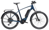 Trek Allant+ 6 electric hybrid commuter bike with pedal assist, featuring a sleek frame and ergonomic handlebars.