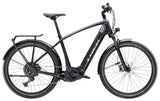Trek Allant+ 7 electric hybrid bike for men, gray frame, designed for commuting and recreation, with a sleek modern look.