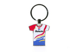 Global Cycling Club Banesto aluminium keyring with glossy print featuring cycling club branding, new cycling accessory.