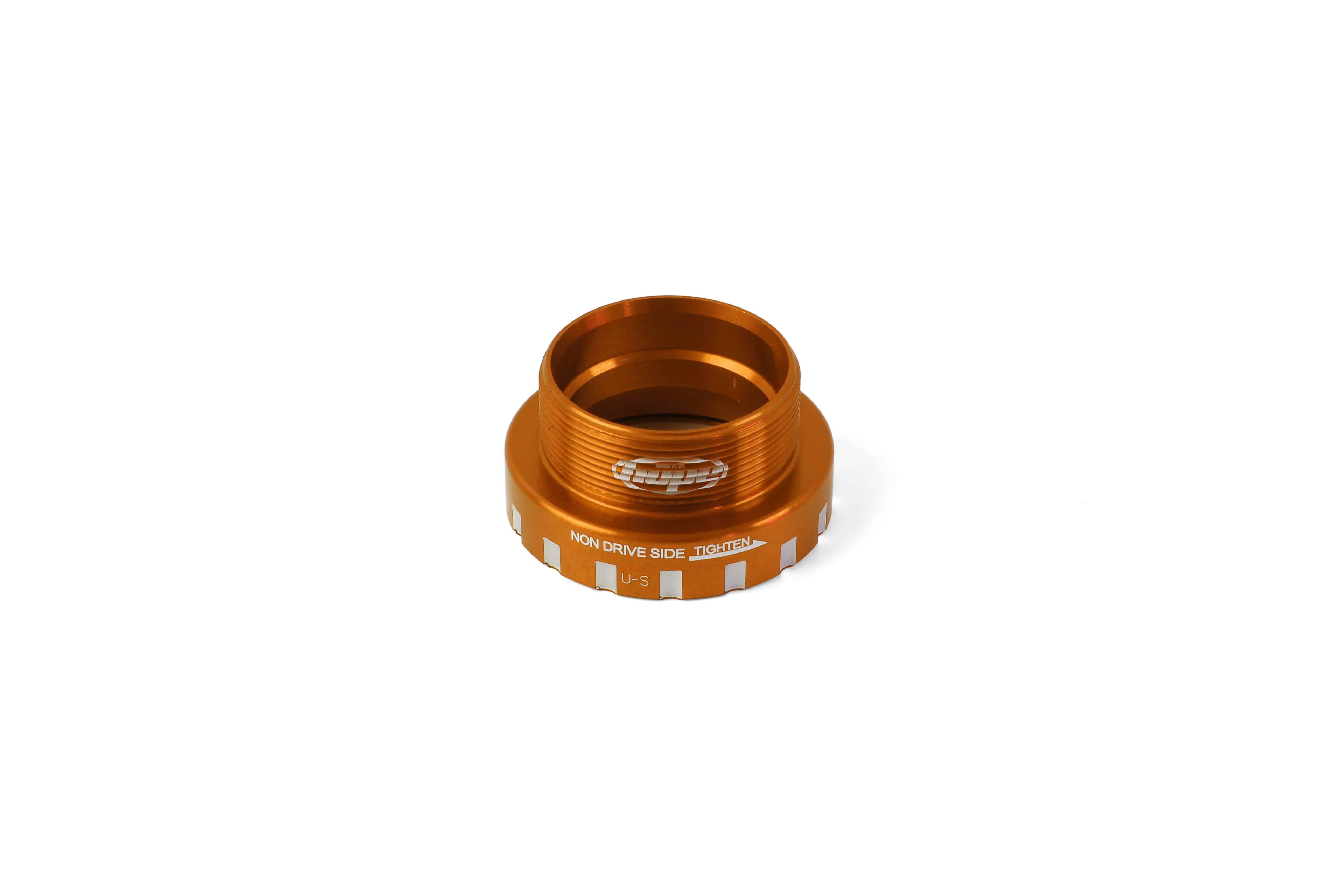 Hope BB BSA threaded 24mm non-drive side cup for bike bottom bracket replacement, showcasing the metal component with threading.