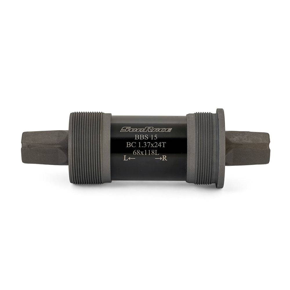 SunRace BBS 18 SB cartridge bottom bracket with 68mm shell and 103/113mm spindle for bike components, shown in image.