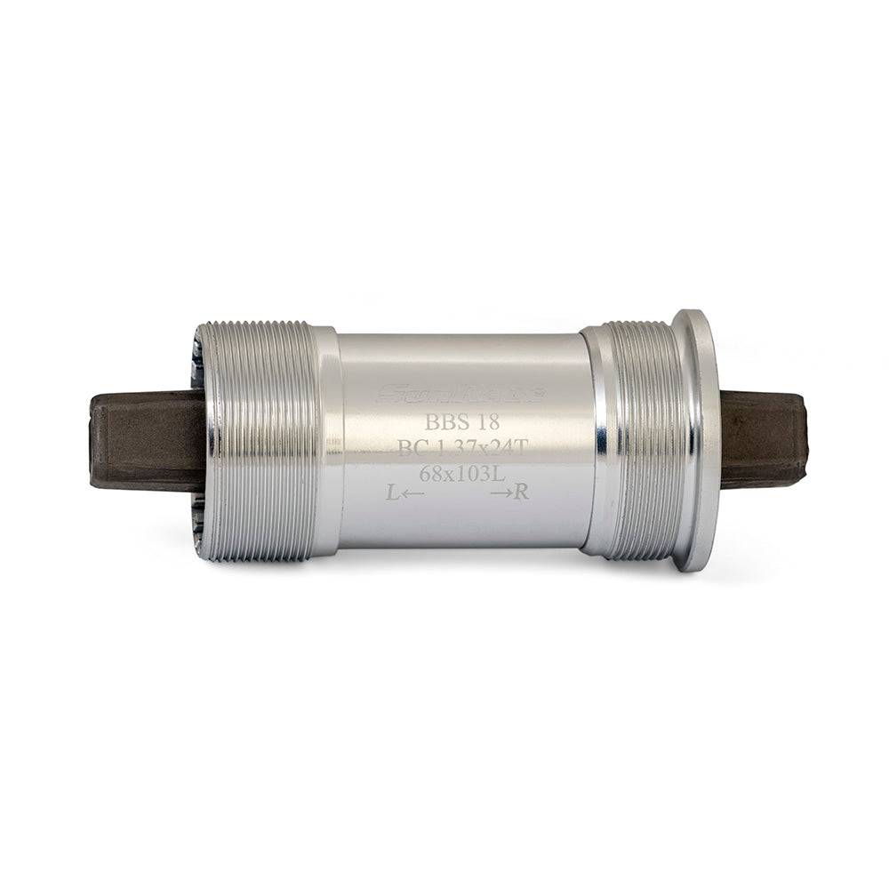 Sunrace BBS 18 SB cartridge bottom bracket for 68mm shell with 103/113mm spindle, shown installed in a bicycle crankset.