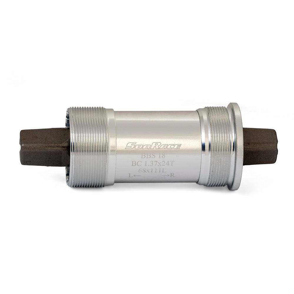 SunRace BBS 18 SB cartridge bottom bracket for 68mm shells with 103/113mm spindle, bicycle component in black.