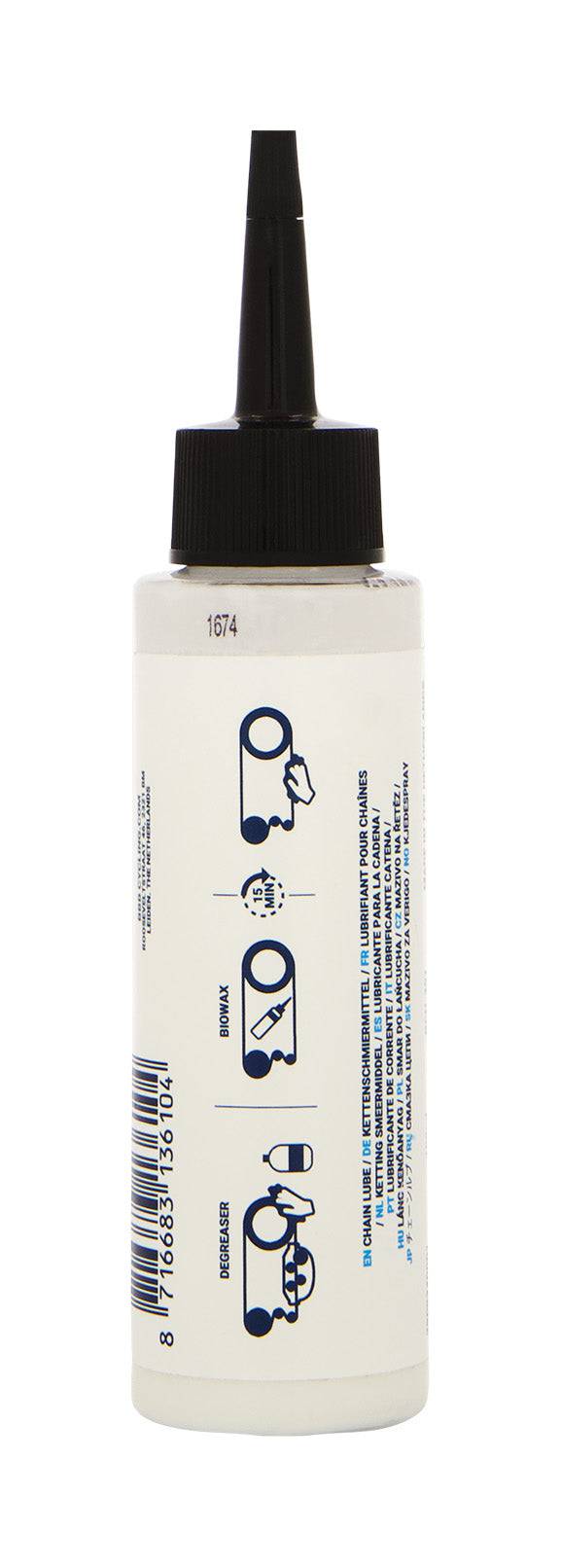BBB BCH-201 BioWax chain wax lubricant for bikes, eco-friendly 100ml container, suitable for bike chain maintenance and care.