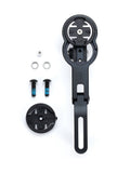 BBB BCP-97 AeroMount Duo bike computer mount with GoPro bracket for Garmin and Wahoo bike computers, shown attached to a bike handlebar.