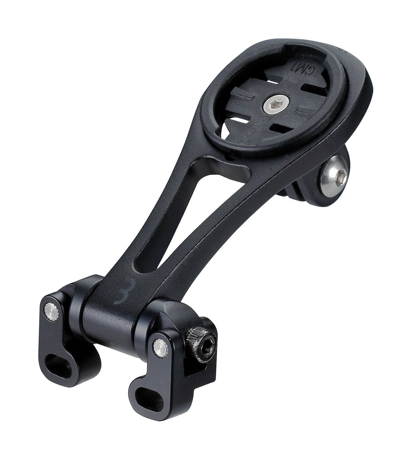 BBB BCP-99 StemMount computer mount for Garmin, Wahoo, and Go-Pro devices attached to bike stem, durable accessory for cycling.