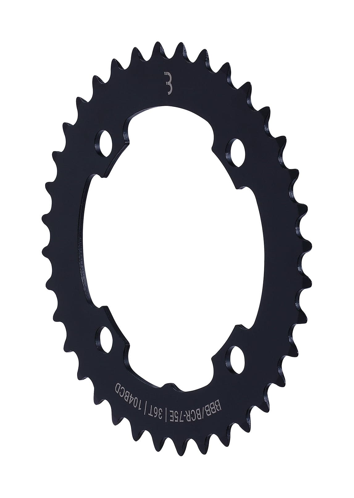 BBB E-bikeGear 36T chainring for Bosch and Shimano Steps hub gear drivetrains, compatible with BCR-75E model, close-up view.