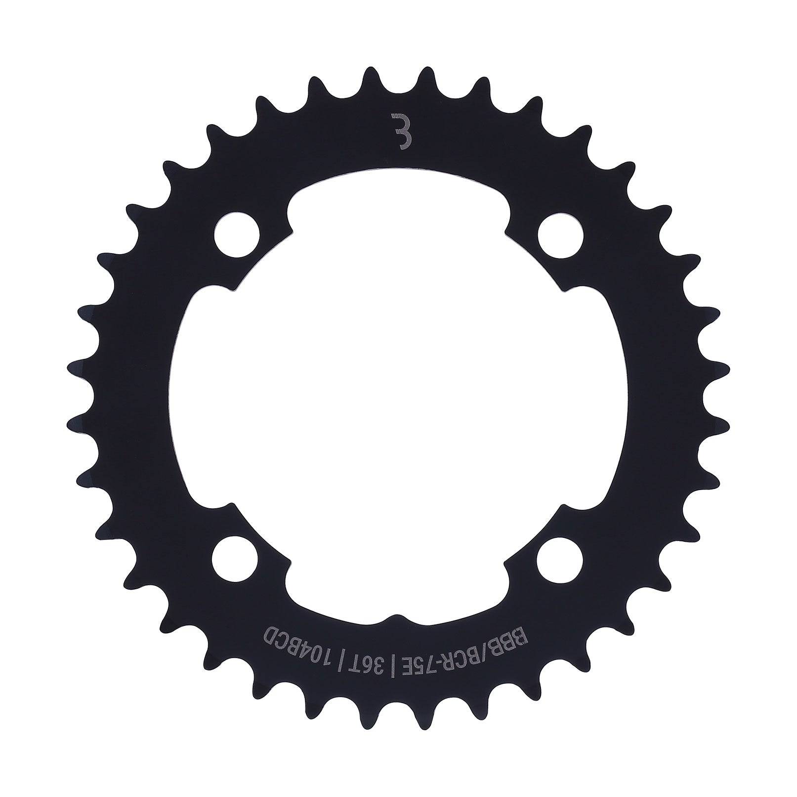 BBB E-bikeGear chainring BCR-75E for Bosch and Shimano Steps hub gear drivetrains, 36-tooth, 104 BCD, bike component.
