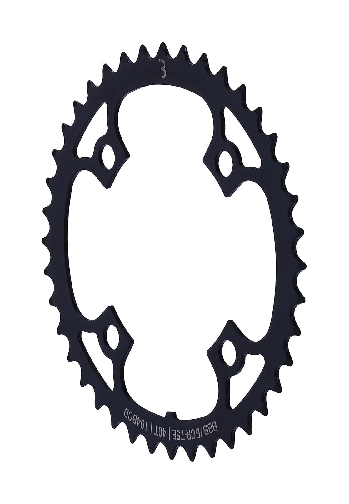 BBB E-bikeGear Chainring 104BCD for Bosch and Shimano Steps hub gear drivetrains, 40T, with model BCR-75E.