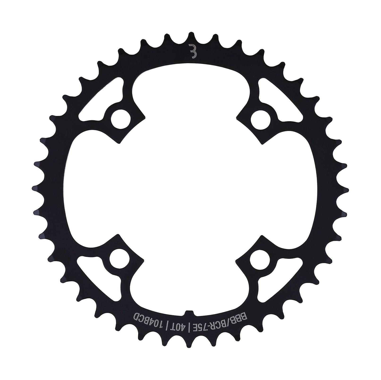 BBB E-bikeGear Chainring BCR-75E 40T for Bosch and Shimano Steps hub gear drivetrains, featuring 104 BCD, component for e-bike bikes.