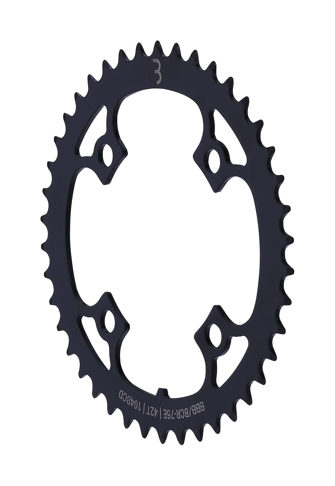 BBB E-bikeGear Chainring BCR-75E 42T for Bosch and Shimano Steps hub gear drivetrains, showing the 42-tooth chainring with mounting holes.