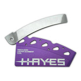 Hayes Feel'r Gauge Brake Alignment Tool for hydraulic brake pad adjustment, shown in use with components and tools.