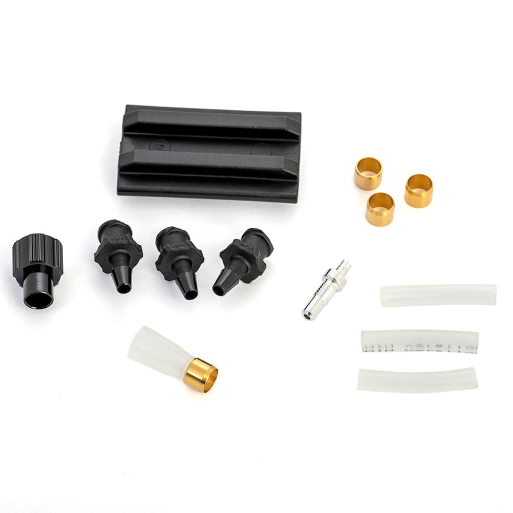 Hayes Dominion bleed kit with DOT 5.1 brake fluid for disc brake maintenance, includes tools and fluid in packaging.