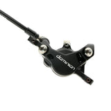 Hayes Dominion T2 brake caliper for bicycle components, showcasing its sturdy design and mounting hardware for reliable stopping power.