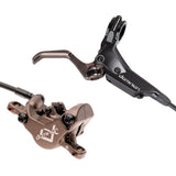 Hayes Dominion A2 hydraulic brake kit with short reach lever for XC trail riding, featuring a single brake caliper and rotor.