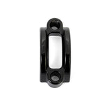 Hayes Dominion handlebar clamp for disc brake levers in gloss and stealth black, showcasing durable bicycle component design.