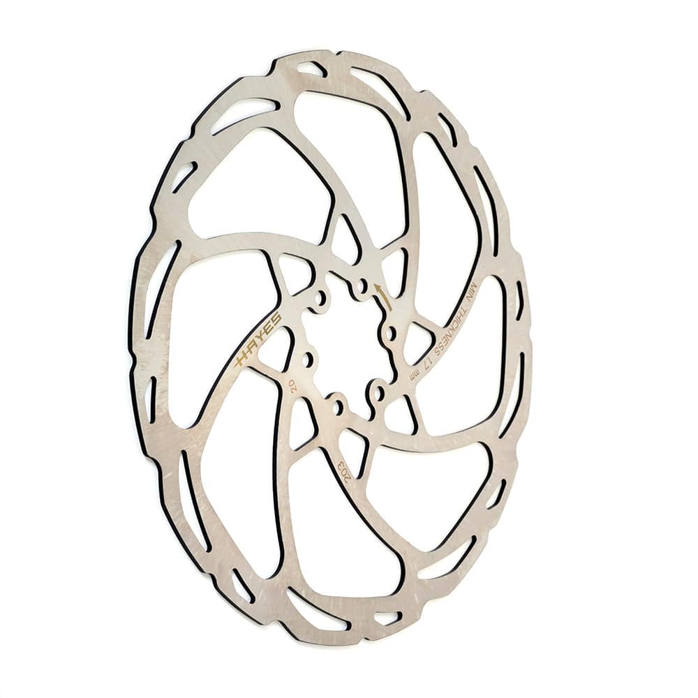 Hayes D-Series disc rotor for Dominion brakes, showcasing a durable metal disc with clean edges and mounting holes.