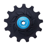 Black BBB BDP-09 RollerBoys 13T jockey wheels for Shimano 12-speed MTB groupsets, showing the durable component with gear teeth.