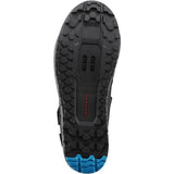 Shimano GE9 gravel shoes with BOA Fit System and SPD cleat compatibility, shown with black design and secure lacing.