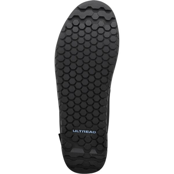 Shimano GF4 gravel shoes with ULTREAD® grip for flat pedals, featuring durable outdoor footwear design and breathable fabric.