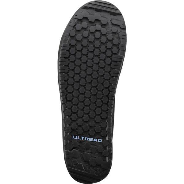 Shimano GF6 gravel cycling shoes with ULTREAD grip and TORBAL 2.0 control in black, featuring durable footwear design.