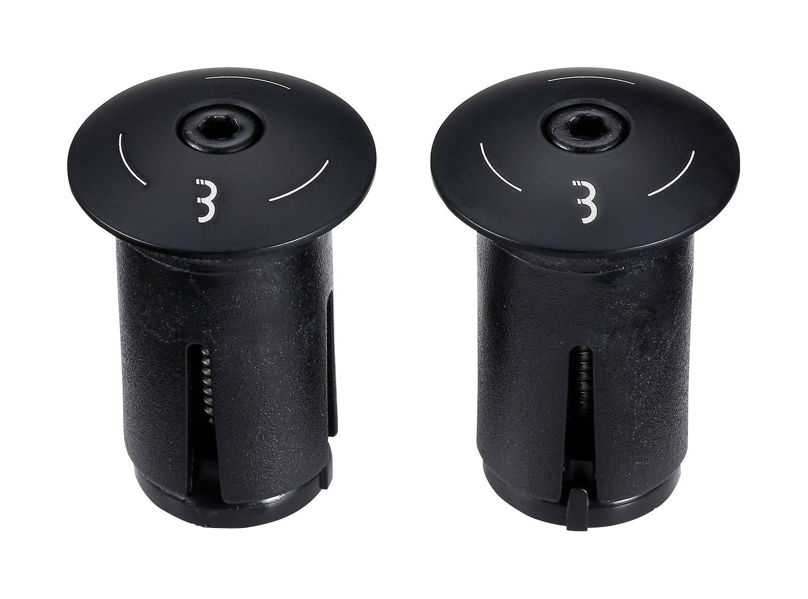 BBB ScrewOn Alu Bar End Caps for road bike handlebars, fits 18-22mm handlebar tape, durable aluminum components.