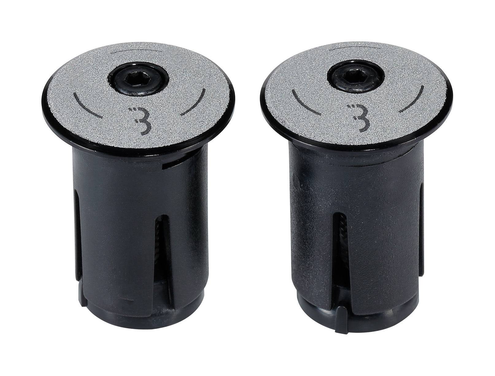 BBB ScrewOn Alu Bar End Caps for road bike handlebars, Ø18-22mm, black aluminum, secure fit for handlebar tape ends.