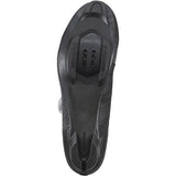Shimano IC5 MTB shoes with BOA L6 dial closure and anti-bacterial treatment, shown in a close-up of the shoe's upper and closure system.