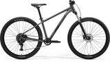 Merida Big Nine 20 mountain bike with aluminium frame and disc brakes, gray and black color, ready for off-road riding.