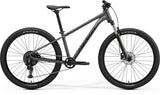 Merida Big Seven 20 mountain bike with a gray and black frame, modern geometry, and durable hardtail design for off-road biking.