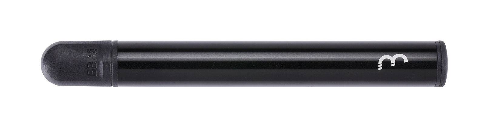 BBB BMP-101 SingleShot Road Mini Pump in black, tubeless-friendly Presta valve bike pump for on-the-go tire inflation.