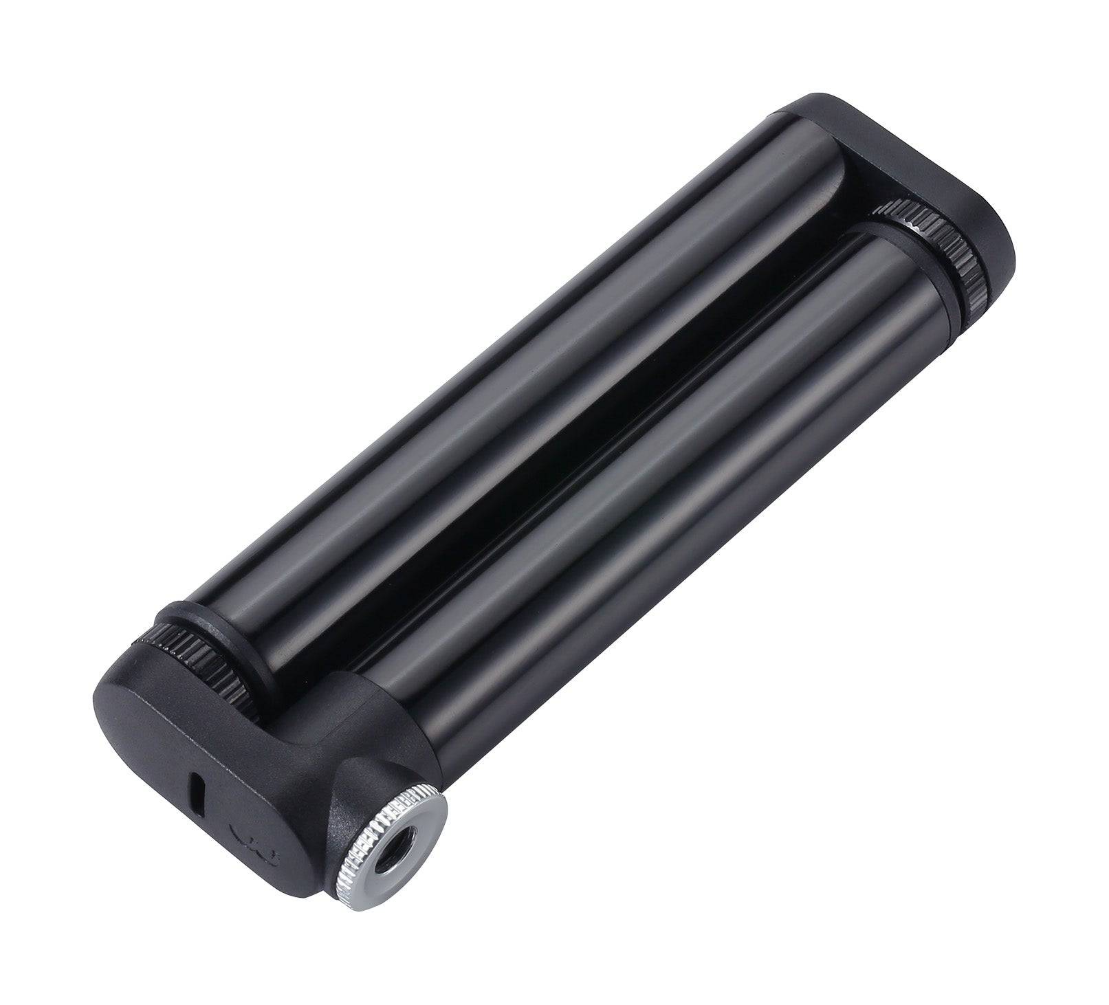 Black BBB BMP-102 DoubleShot Road Mini Pump with compact design and Presta valve for easy bicycle tire inflation.