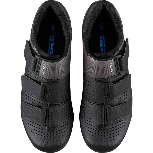 Shimano RC1W women's SPD-SL road cycling shoes with sleek design and secure fastening for professional performance.