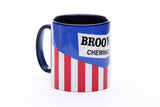Global Cycling Club Brooklyn cycling jersey-inspired mug with Brooklyn skyline design, side view, collectible cycling accessories.
