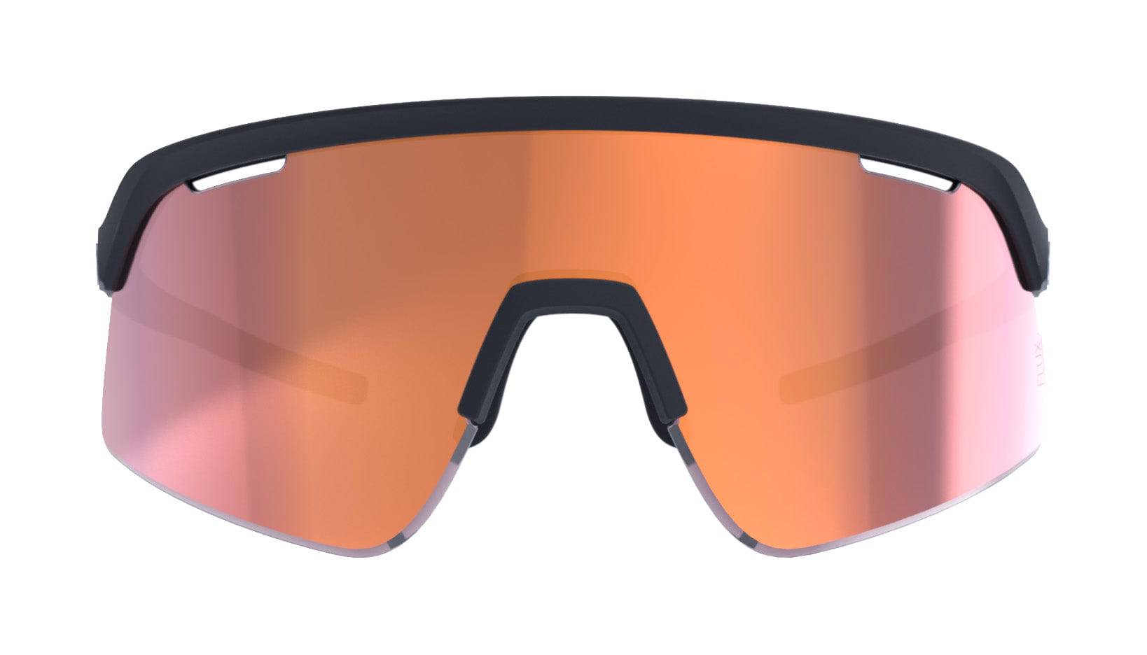 BBB Valor Flux Sport cycling glasses with adjustable nose piece and spare lens, featuring a sleek frame and tinted lenses.