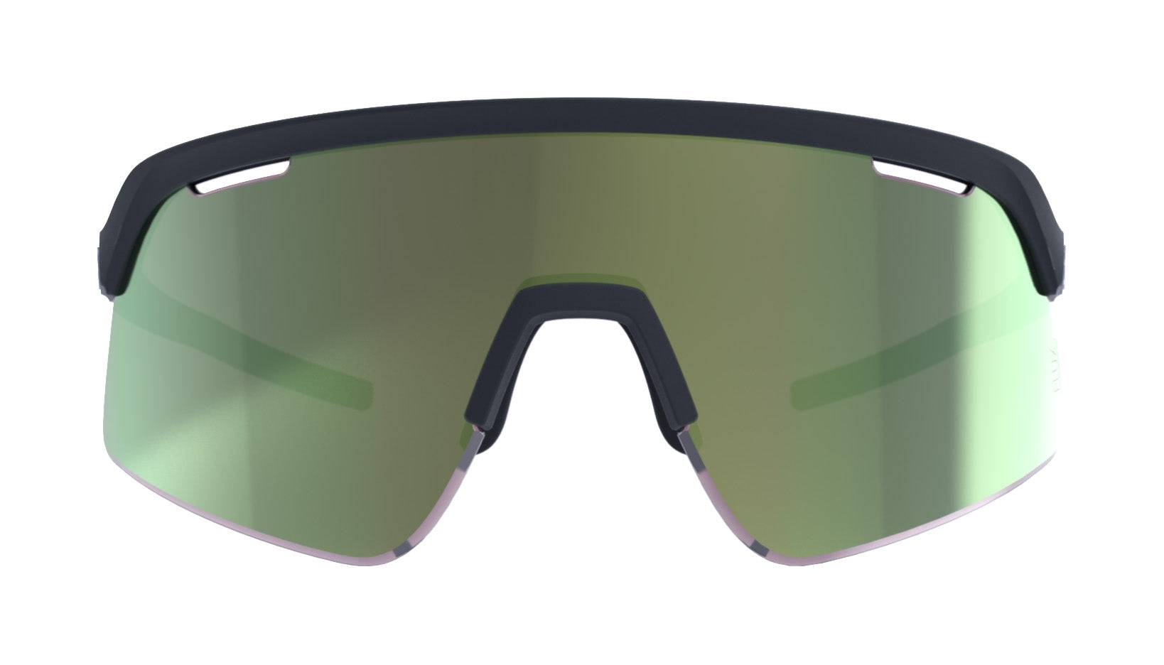 BBB Valor Flux Sport cycling glasses with adjustable nose piece and spare lens, featuring a sleek frame and tinted lenses.