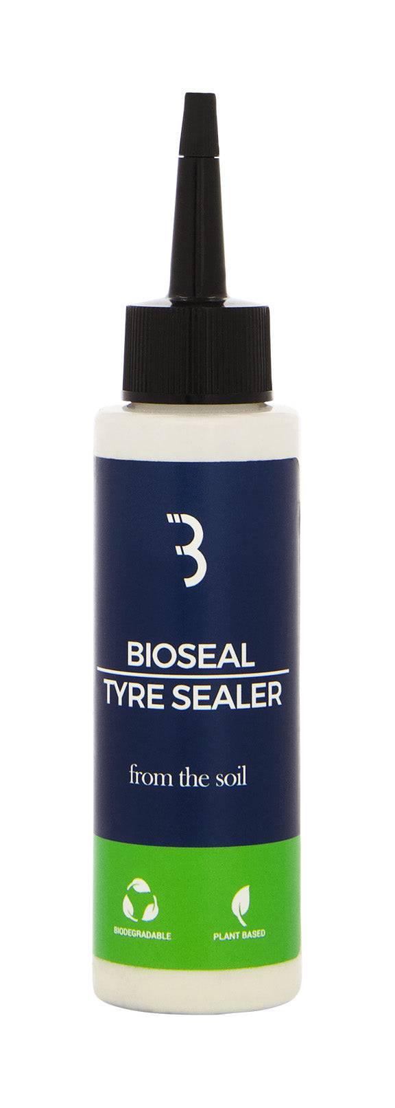 BBB BTI-180 BioSeal latex tyre sealant 80ml bottle, eco-friendly puncture protection component for bicycle tires.