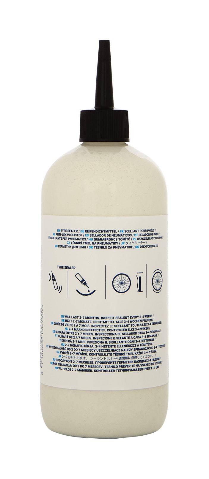 BBB BTI-181 BioSeal latex tyre sealant for tubeless and inner tube tyres in a 500ml bottle, shown in the image.
