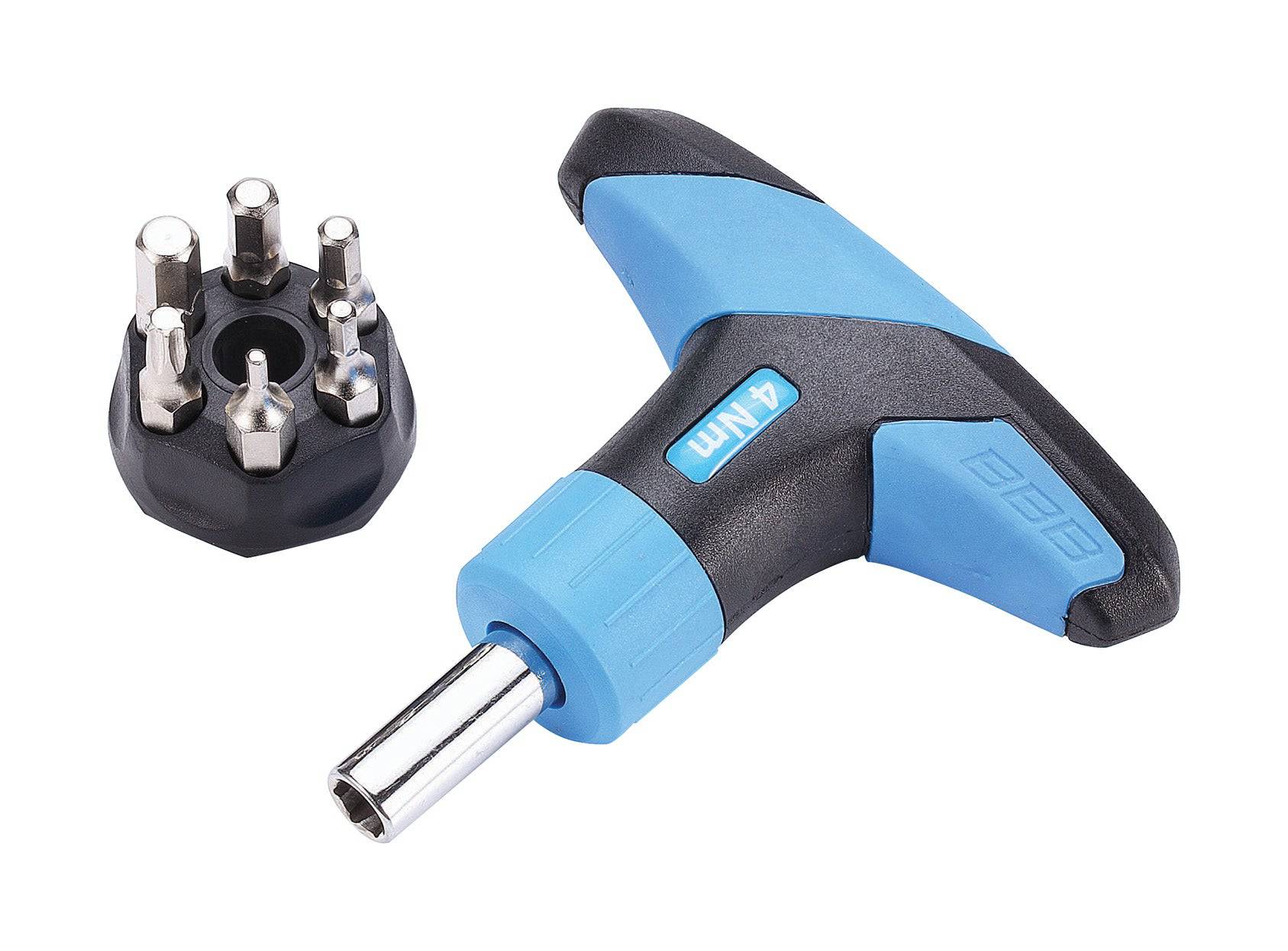 BBB BTL-119 TorqueFix 4Nm preset torque wrench with 1/4" hex drive and indicator, designed for precise workshop torque calibration.