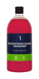 BBB BTL-250 BioDrivetrain Chain Cleaner 1000ml plant-based bike degreaser in a workshop setting with a spray bottle and cleaning tools.