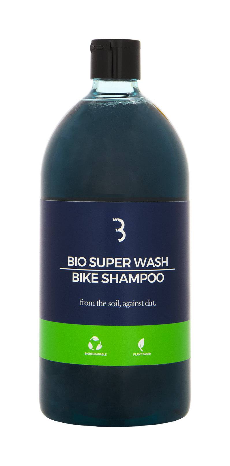 BBB BTL-251 BioSuperWash bike shampoo bottle with eco-friendly label, natural wax, and PH neutral cleaner for bike workshop use.