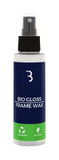 BBB BioGloss Bike Wax Polish 100ml in a spray bottle, eco-friendly bike frame protection and shine enhancement for workshops.