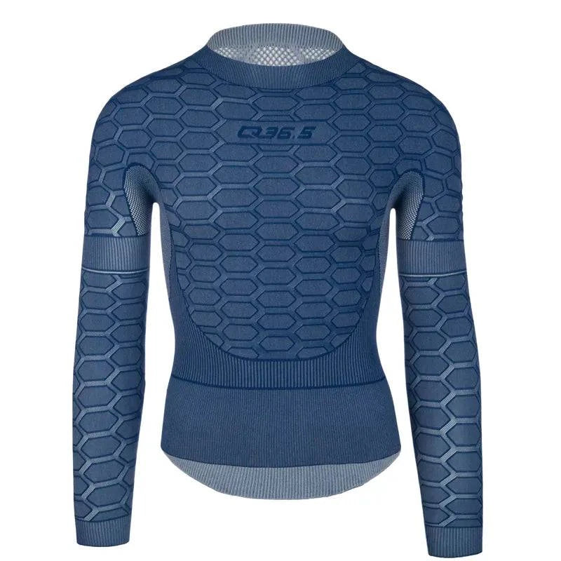 Navy Q36.5 unisex long sleeve base layer top, moisture-wicking clothing designed for comfort and performance.