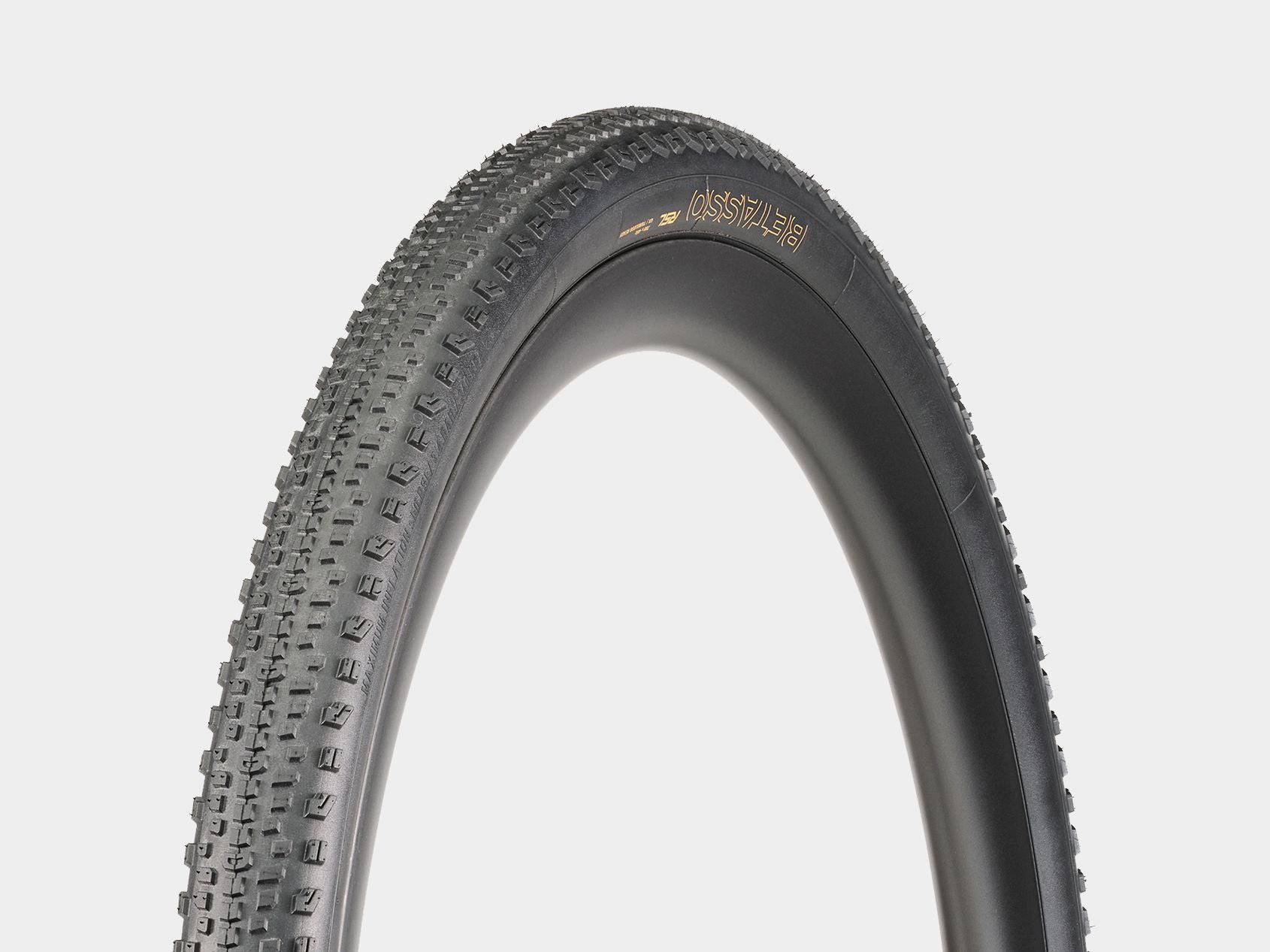 Bontrager Betasso RSL GX TLR gravel tyre mounted on a bike wheel, designed for racing and adventure riding.