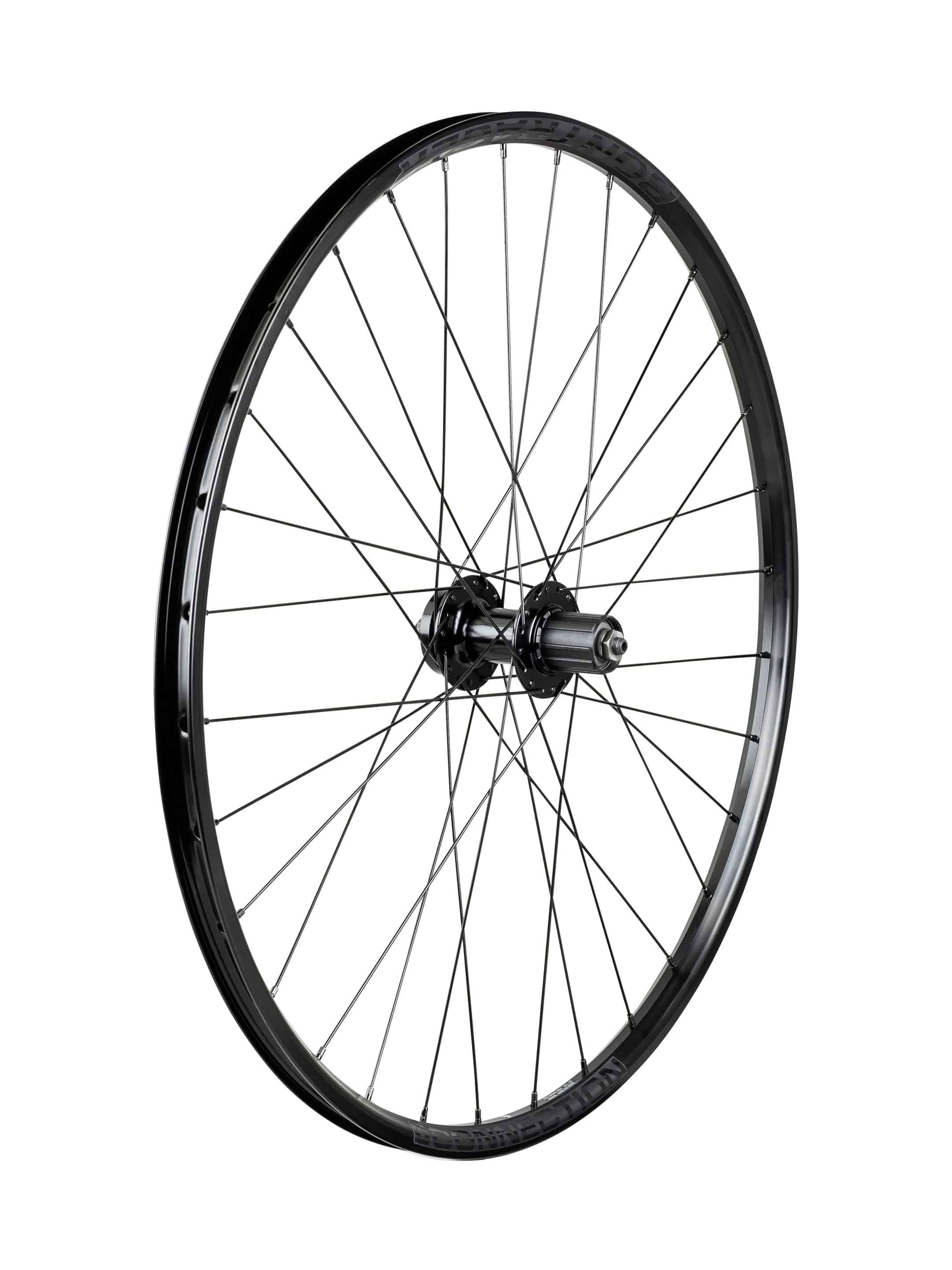 Bontrager 27.5-inch MTB wheel with 6-bolt disc brake mount, double-wall rim, 32 holes, and Presta valve for mountain biking.