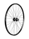 Bontrager 27.5-inch MTB wheel with 6-bolt disc brake mount, double-wall rim, 32 holes, and Presta valve for mountain biking.
