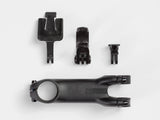Bontrager Elite stem with Blendr mount for mountain and road bikes, showing durable aluminum construction and sleek design.