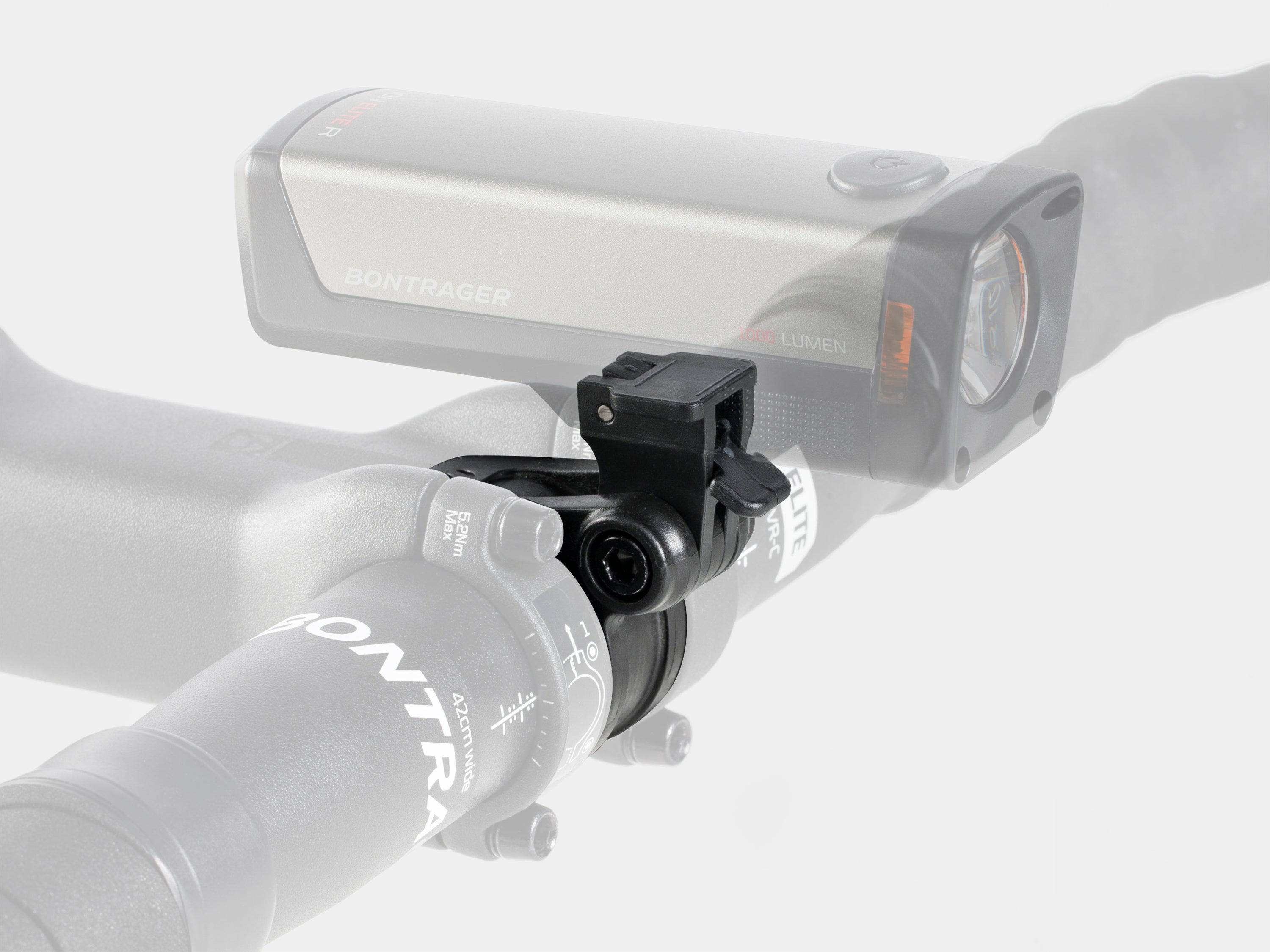 Bontrager Elite Stem with Blendr Mount for MTB and road bikes, showcasing durable alloy construction and integrated handlebar attachment.
