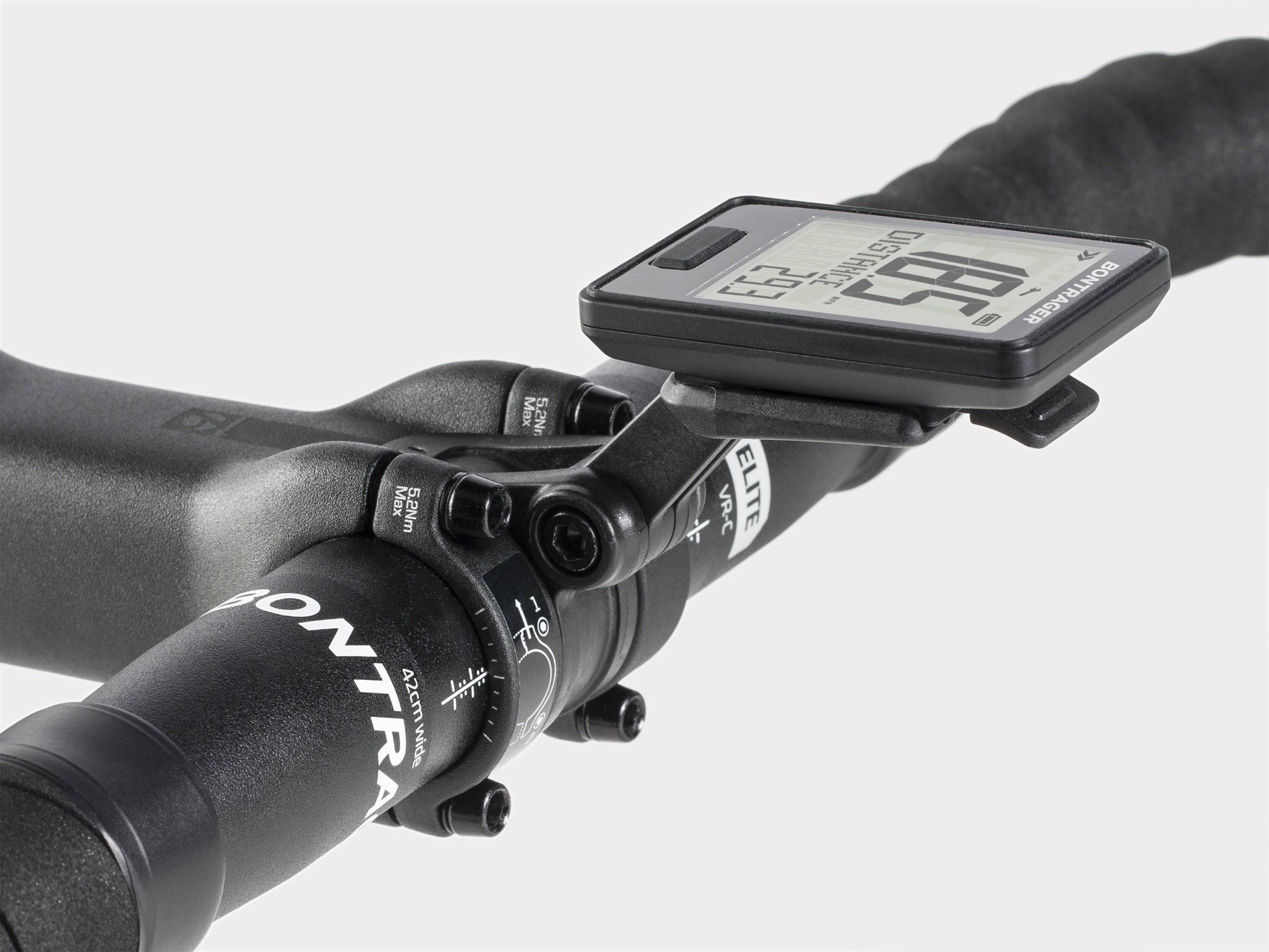 Bontrager Elite Stem with Blendr Mount for MTB and road bikes, showcasing durable alloy construction and integrated handlebar clamp.