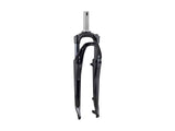 Bontrager Forklight MTB fork with 700x50 threaded disc brake compatibility and smooth suspension, gloss black finish.